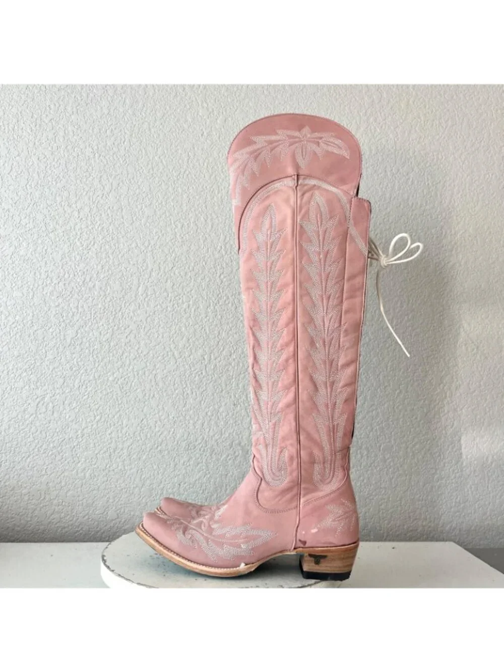 Lane LEXINGTON Over the Knee Cowboy Boots Pink Western Cowgirl Tall Snip Toe 7